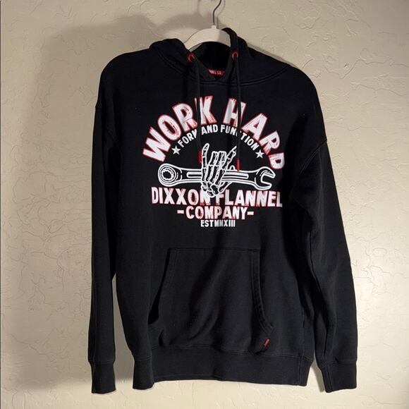DIXXON Other - Dixxon black and red work hard graphic hoodie mens/unisex size small